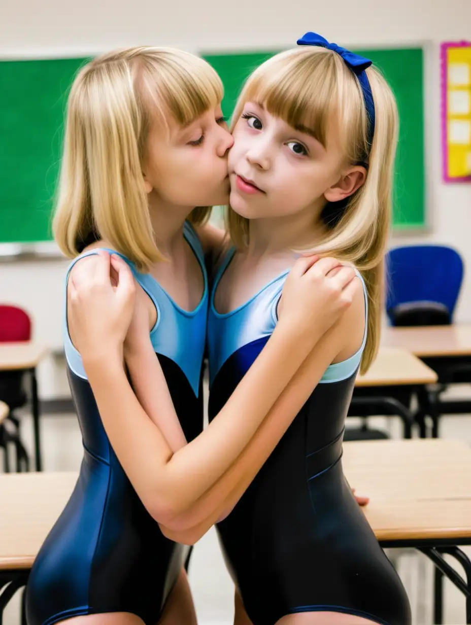 Two-12YearOld-Girls-Kissing-and-Hugging-in-Middle-School-Classroom