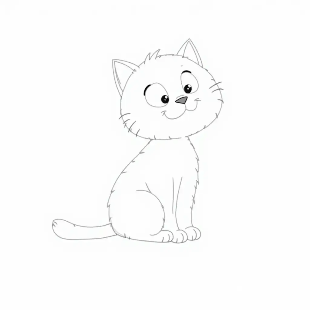 Cartoon-Cat-in-a-Kids-Coloring-Book-with-Thick-Lines-and-White-Background