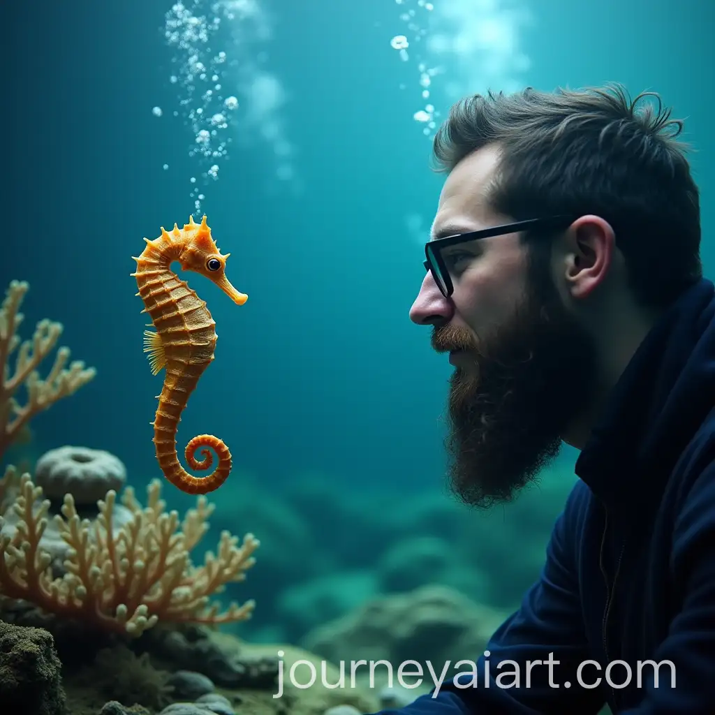Man-Capturing-a-Photograph-of-a-Seahorse-Underwater