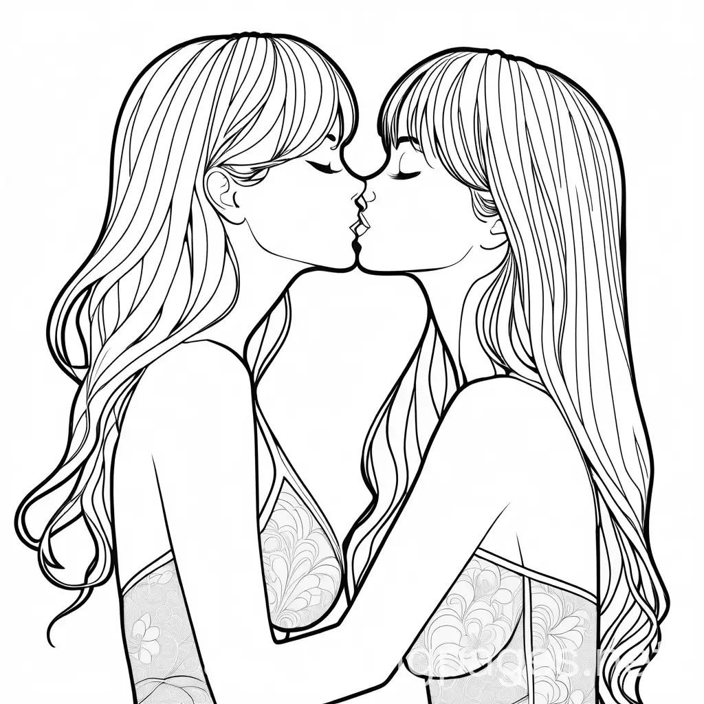 Two-Girls-Kissing-in-JK-Lingerie-Coloring-Page