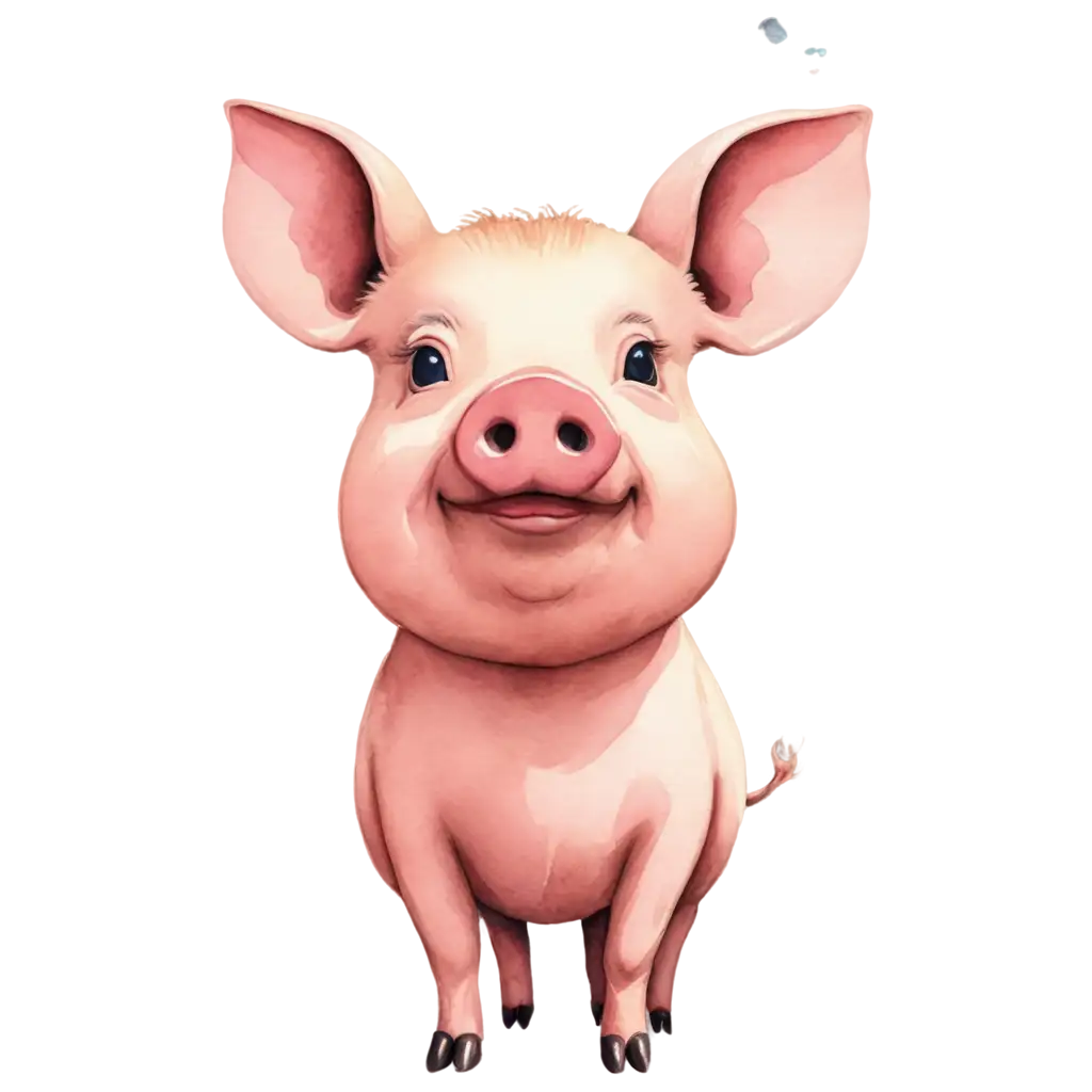 Cartoon-Pig-Watercolours-Painted-PNG-Image-Playful-and-Vibrant-Artwork