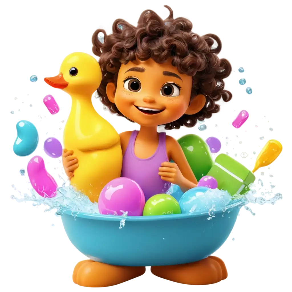 Colorful-and-Fun-PNG-Illustration-of-a-10YearOld-Child-Washing-in-a-Vibrant-Bathroom-with-Bubbles-and-Rubber-Duck