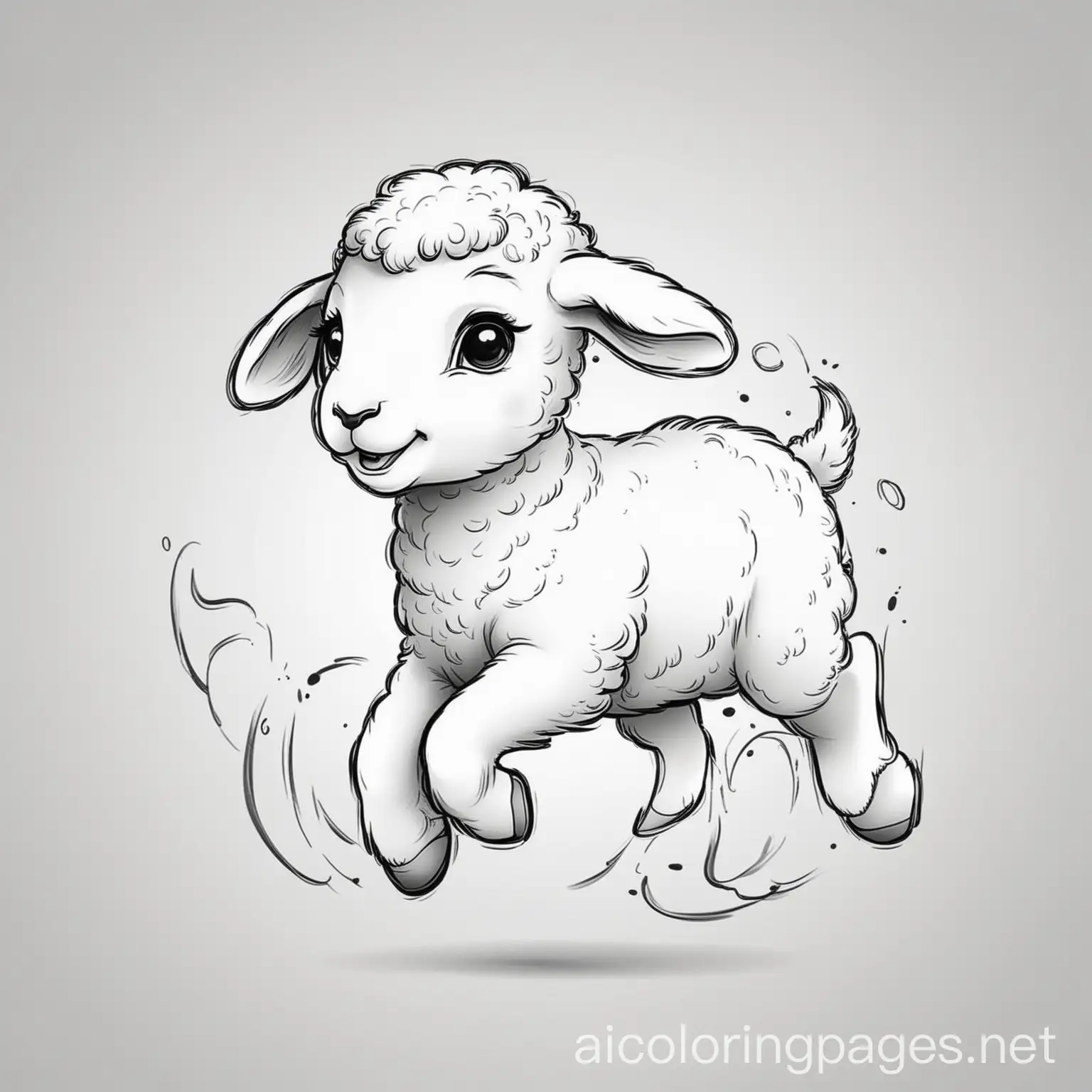 Cute-Baby-Lamb-Running-Coloring-Page