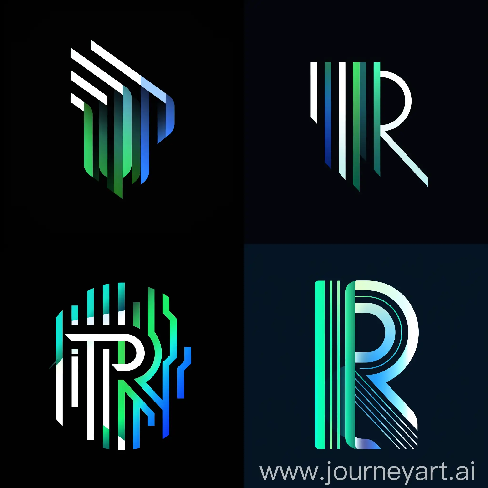 Abstract-Tech-Logo-Design-DadeRayan-with-D-and-R-in-Blue-Green-White-Black