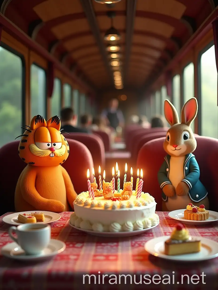 Luxurious Train Birthday Celebration with Garfield and Peter Rabbit