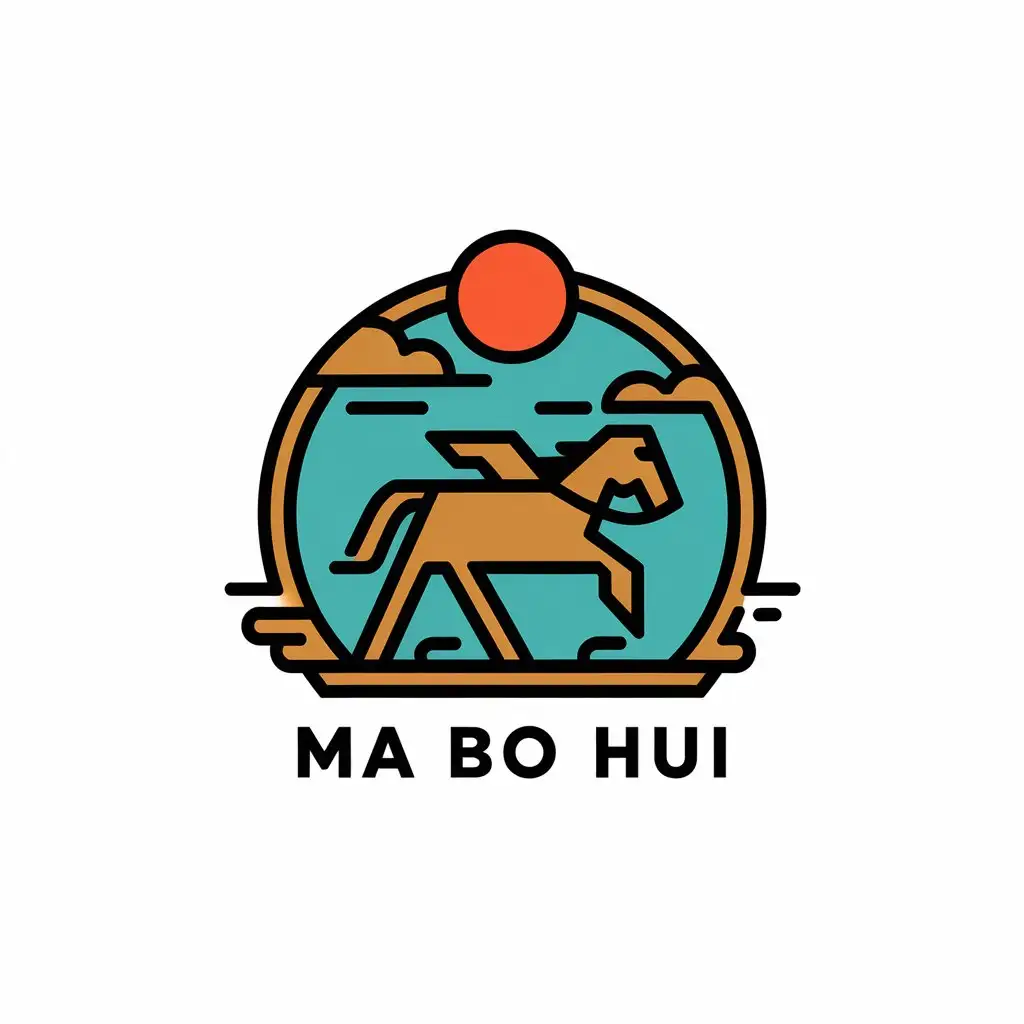 a vector logo design,with the text "ma bo hui", main symbol:horse travel,complex,be used in Travel industry,clear background