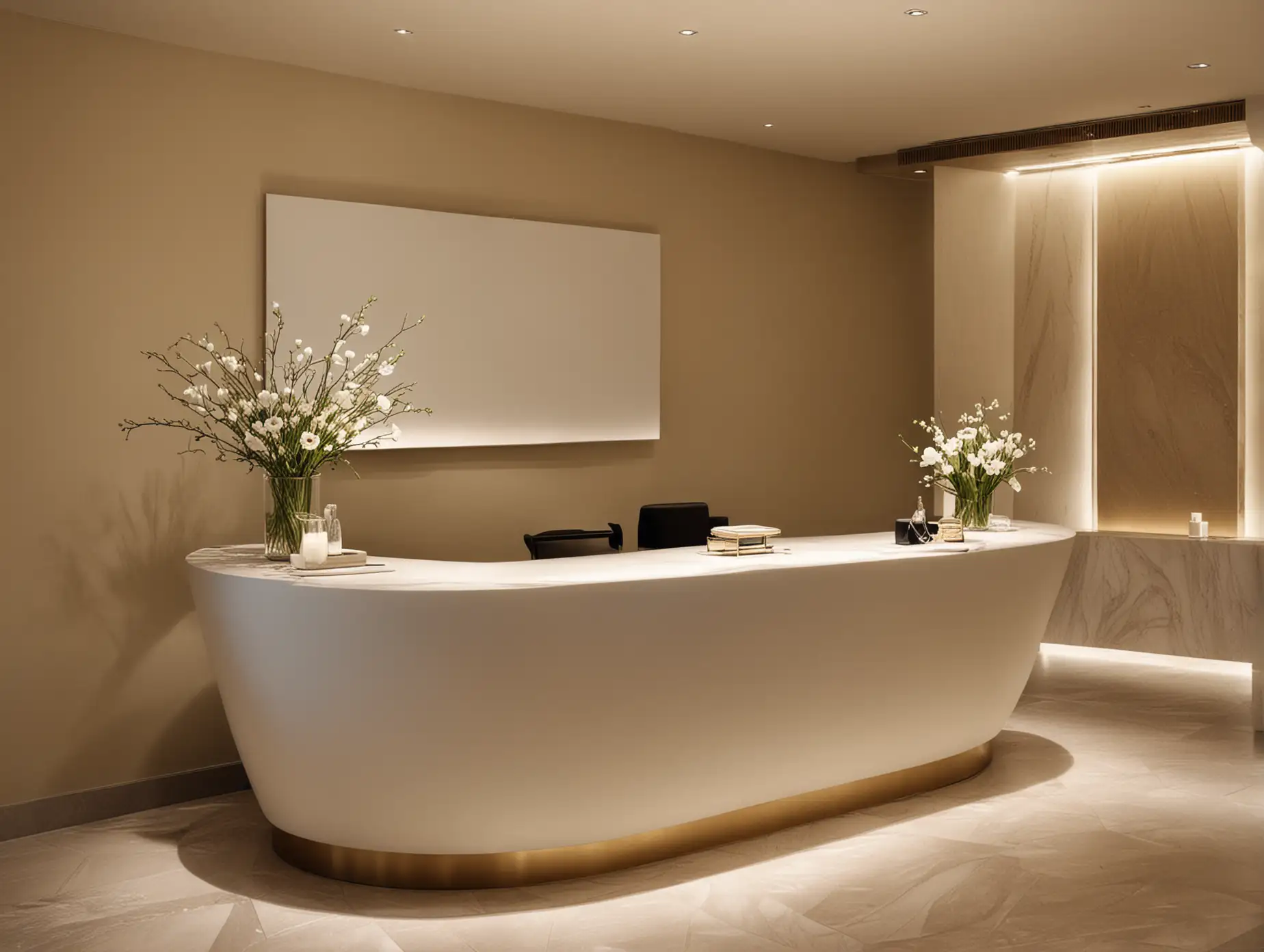 The front desk of a luxury spa that is clean, elegant and sophisticated. Vogue Italia. 