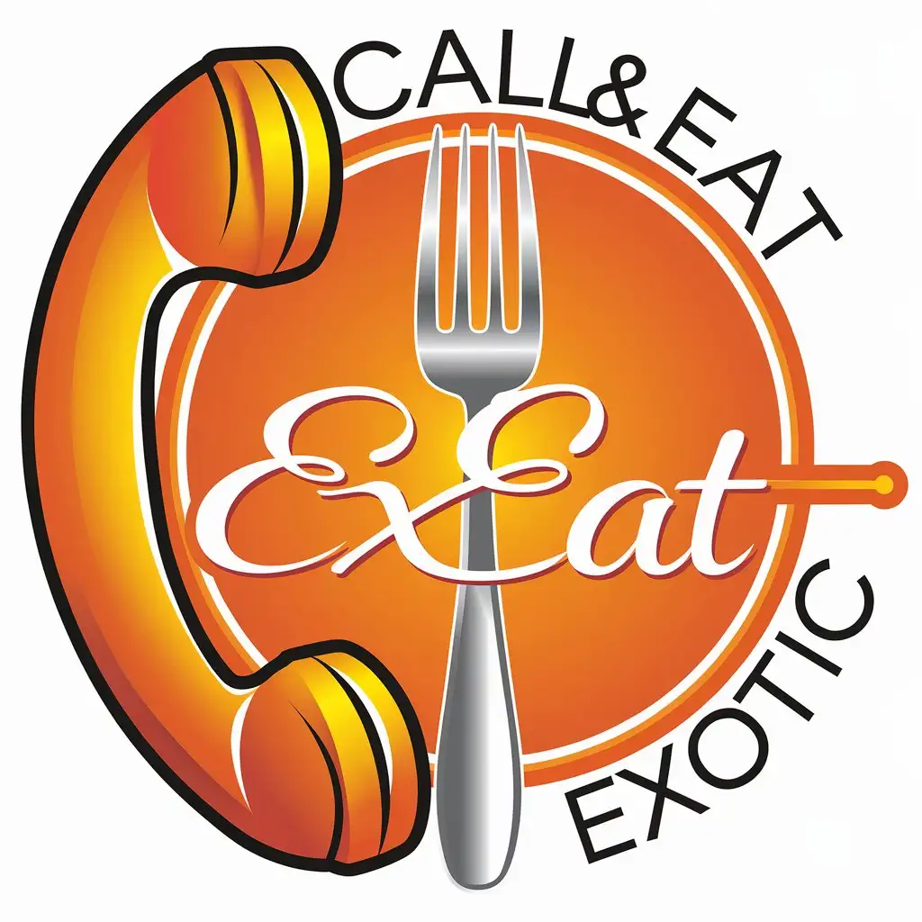 LOGO Design for CallEat Exotic Telephone and ForkBarbecue Theme with Clear Background