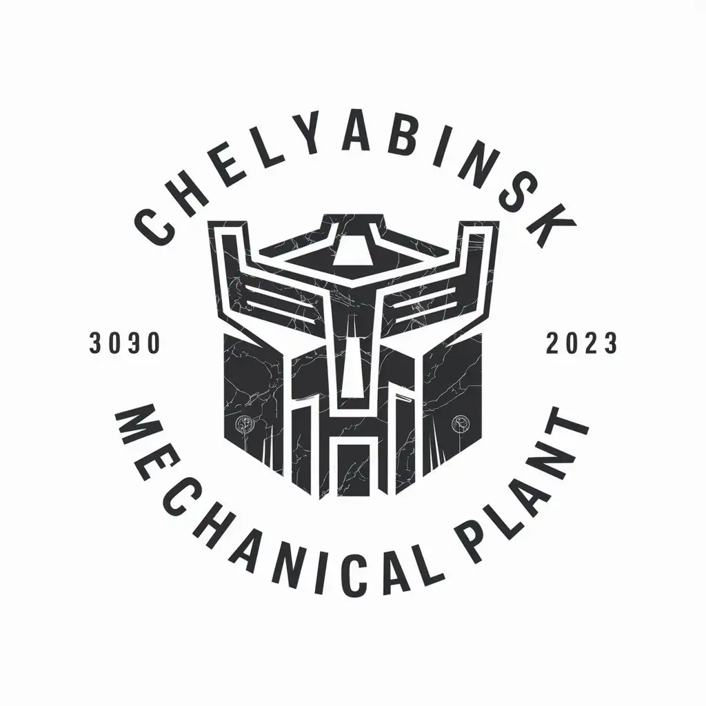 a vector logo design,with the text "Chelyabinsk mechanical plant", main symbol:Create a logo for Chelyabinsk Mechanical Plant in the style of Transformers using elements of automobile cranes and crawler cranes,Moderate,clear background