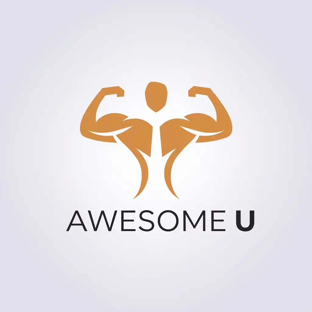 a vector logo design,with the text "Awesome U", main symbol:body,Minimalistic,be used in Sports Fitness industry,clear background