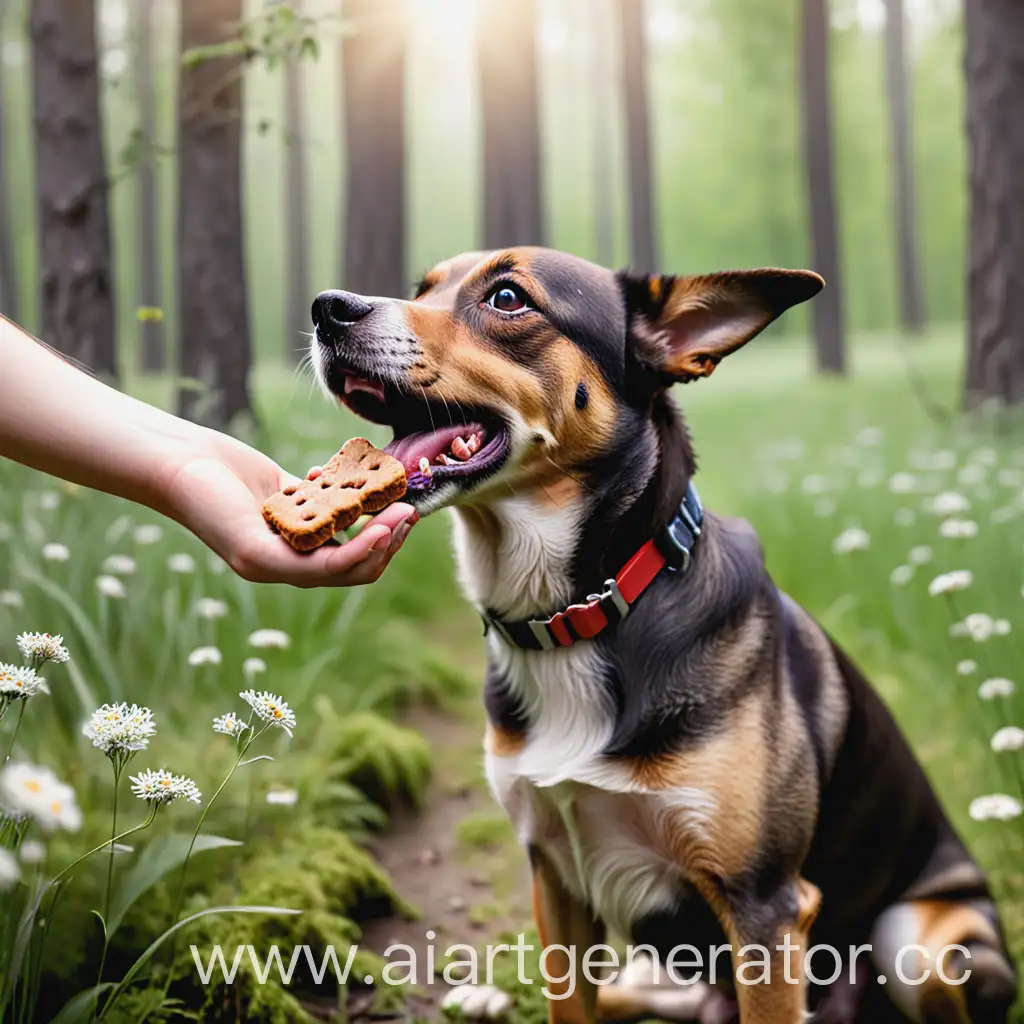 Dog-Enjoying-a-Treat-in-Natural-Setting