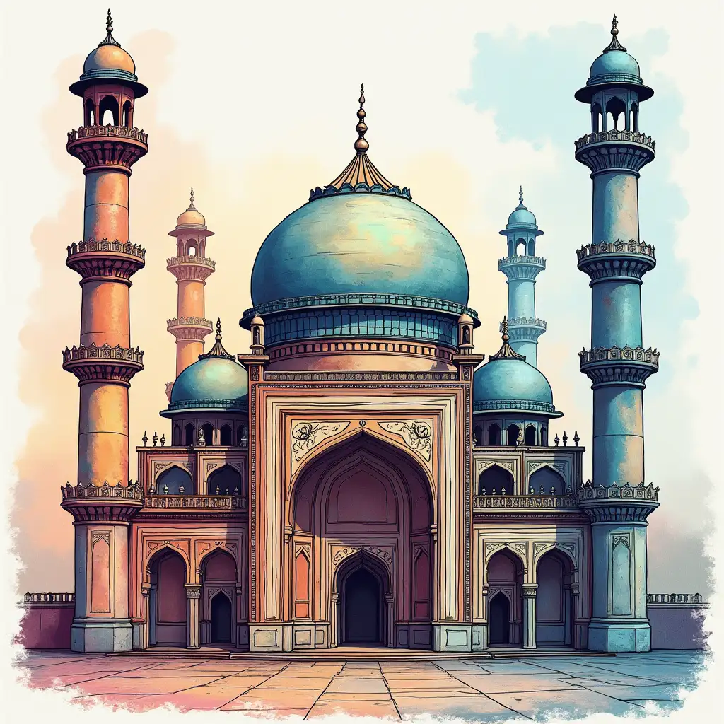 An artistic coloring mosque