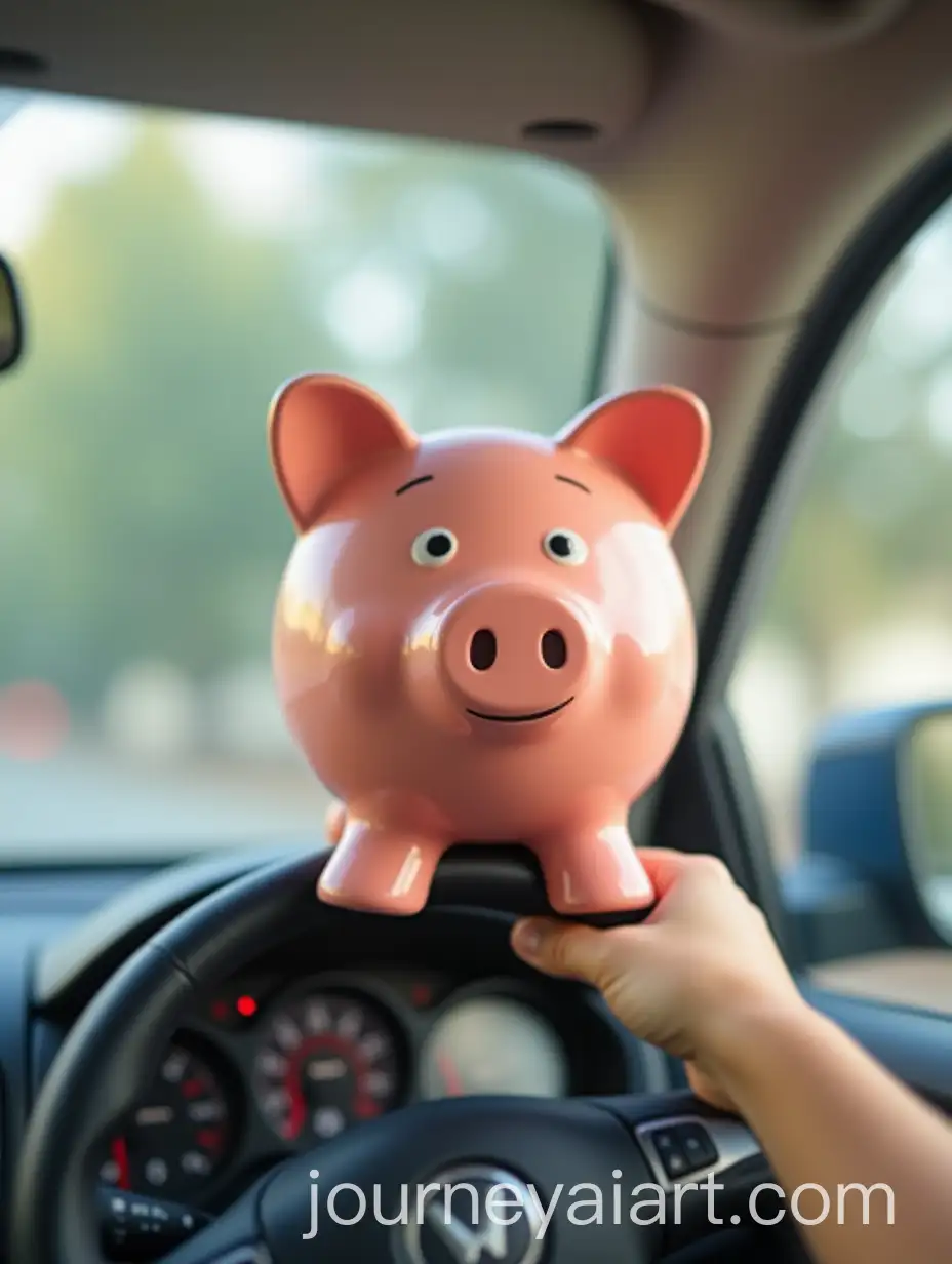 Happy-Piggy-Bank-Driving-a-Modern-Car
