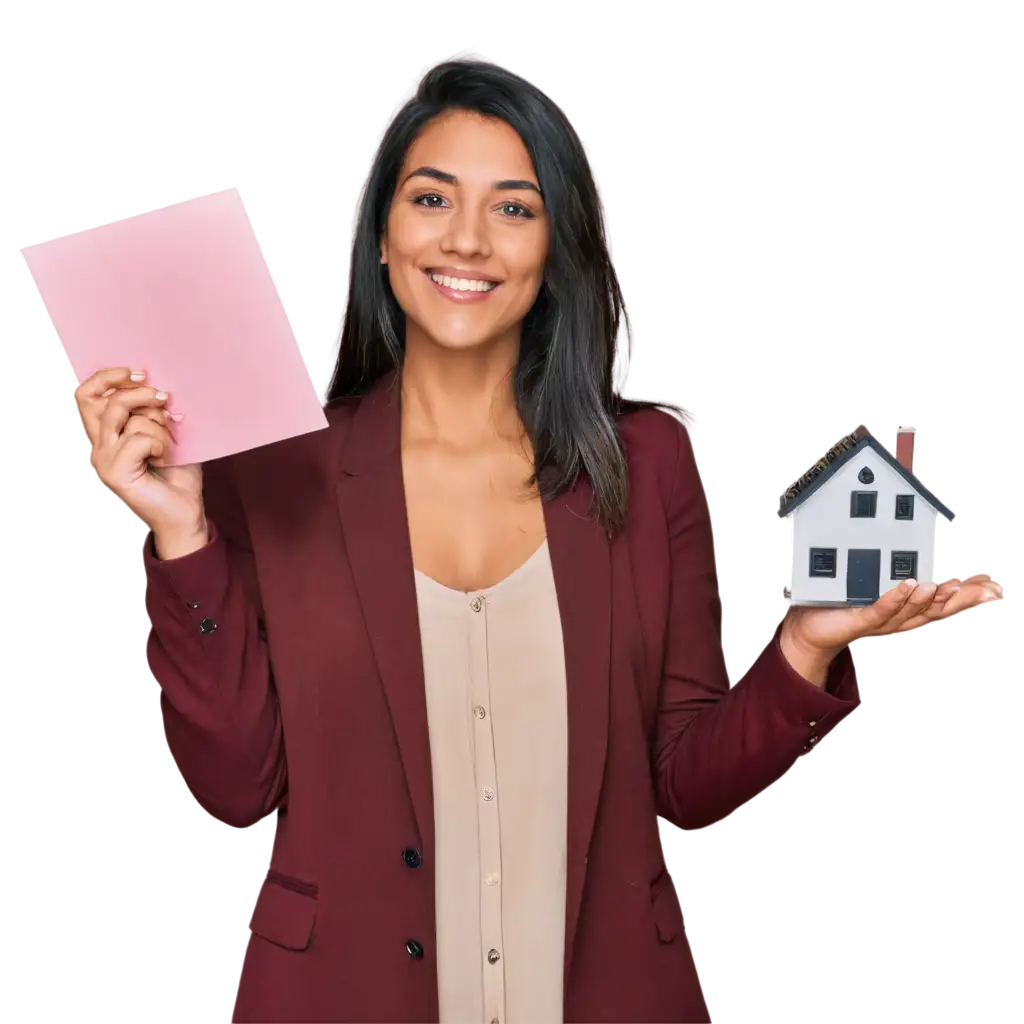 Smiling-Woman-Holding-Miniature-House-in-Hand-PNG-Image-for-Clarity-and-Detail