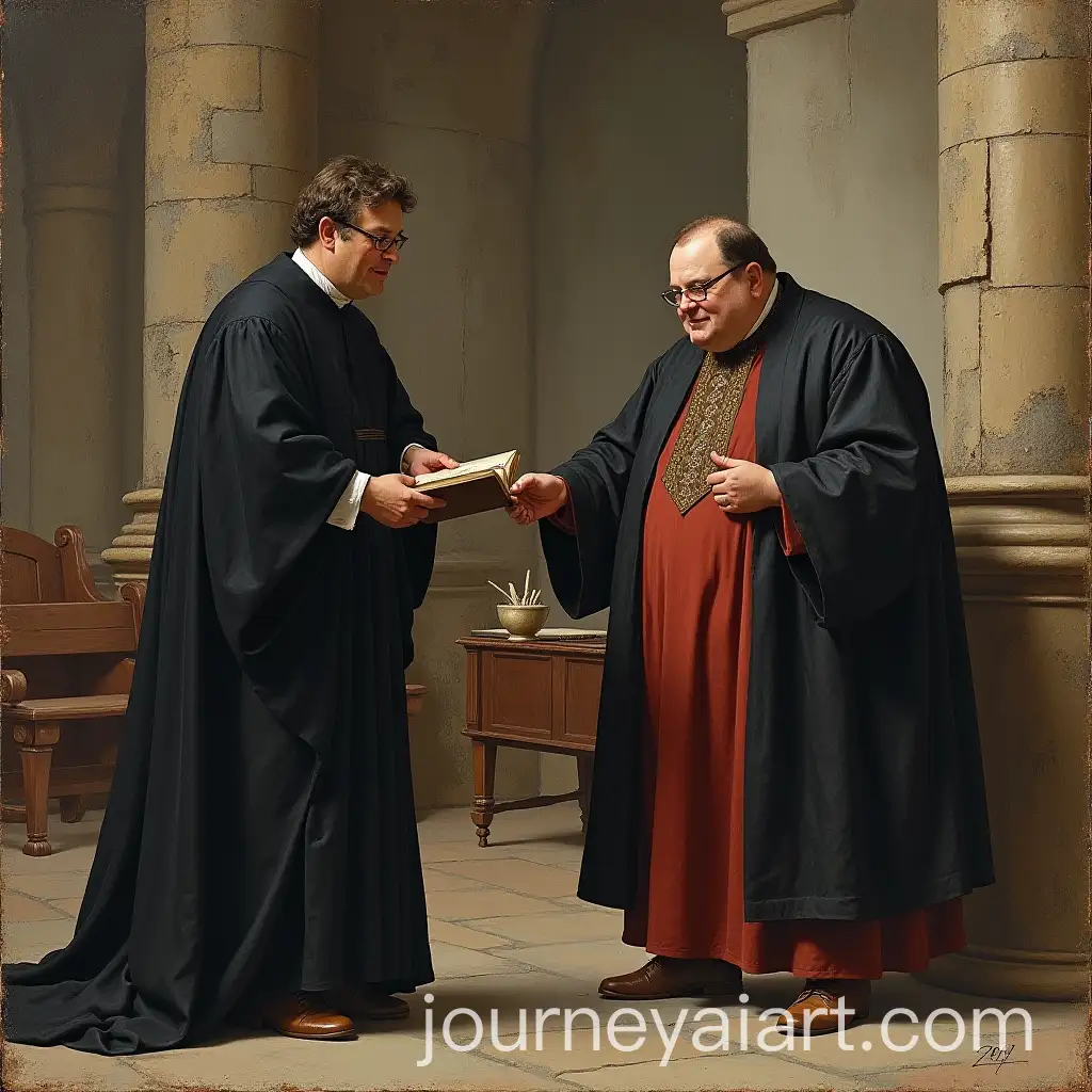 Vicar-Assisting-Curate-During-1750-Church-Service-in-Old-Stoned-Nave