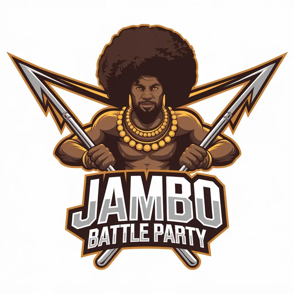 LOGO Design for JAMBO BATTLE PARTY Afro Dance Battle Theme with Bold Text and Dynamic Symbolism