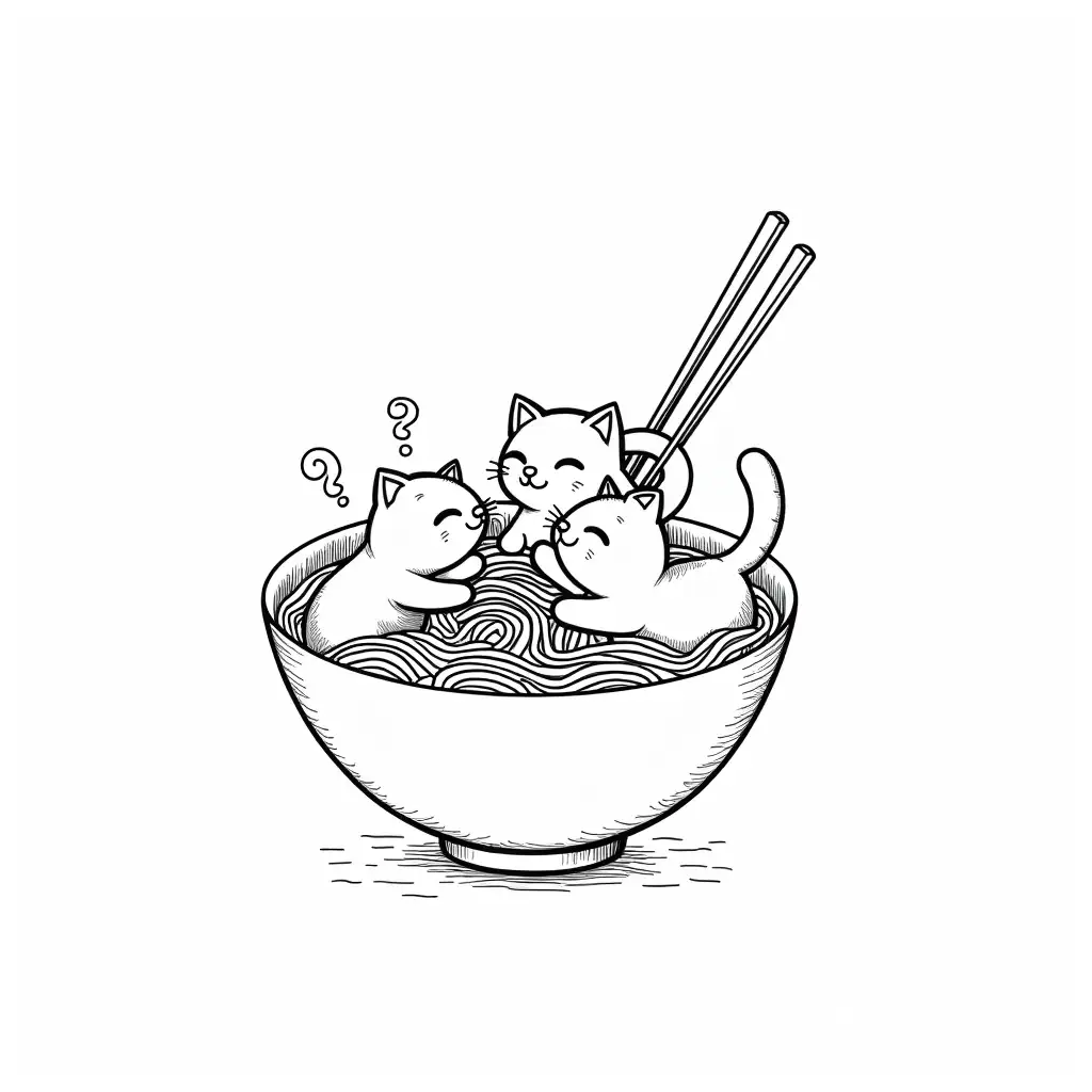 Cute-Cats-Adventuring-in-a-Giant-Bowl-of-Ramen