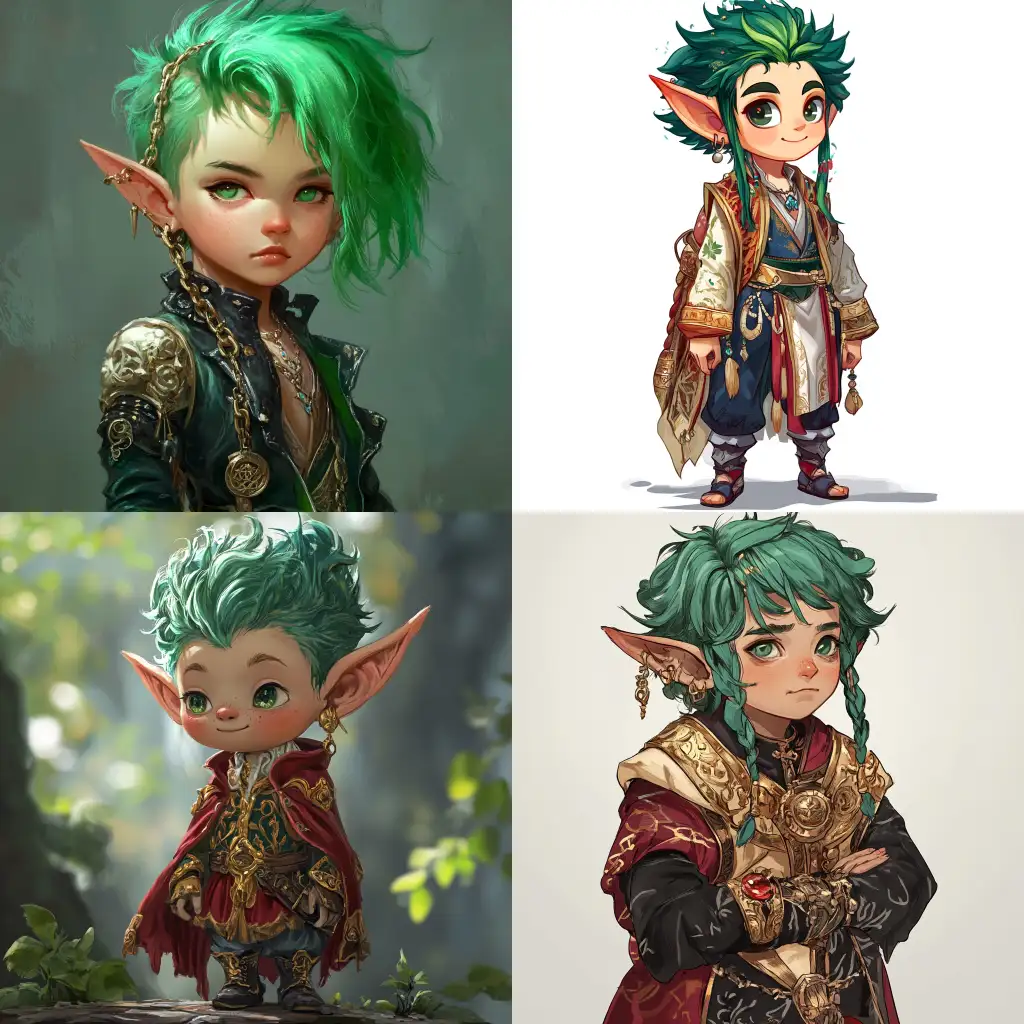 Gnome-in-luxurious-clothesSmall-Gnome-in-Luxurious-Clothes-with-Green-Hair-in-Fantasy-Anime-Style