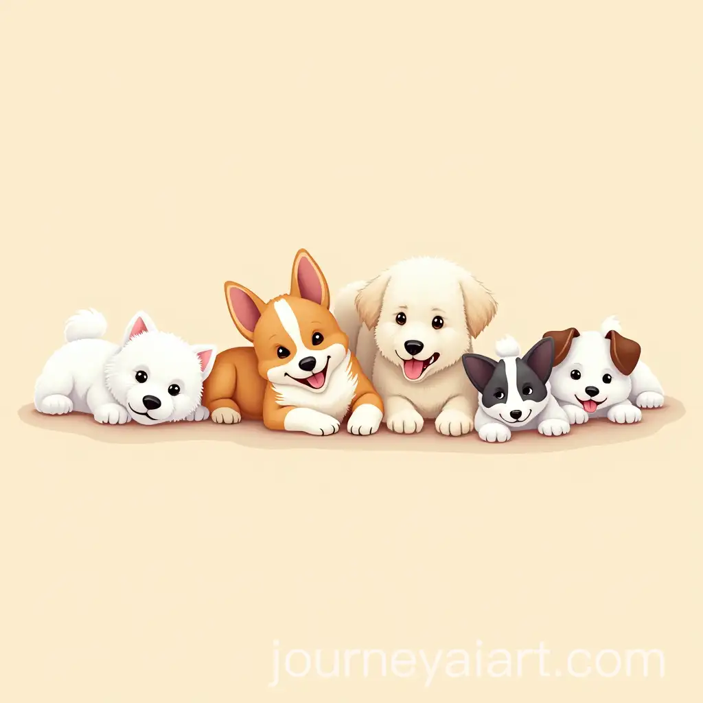 Group-of-Five-Playful-Dogs-in-Soft-PastelAI-Art-Prompt-Expansion-Illustration