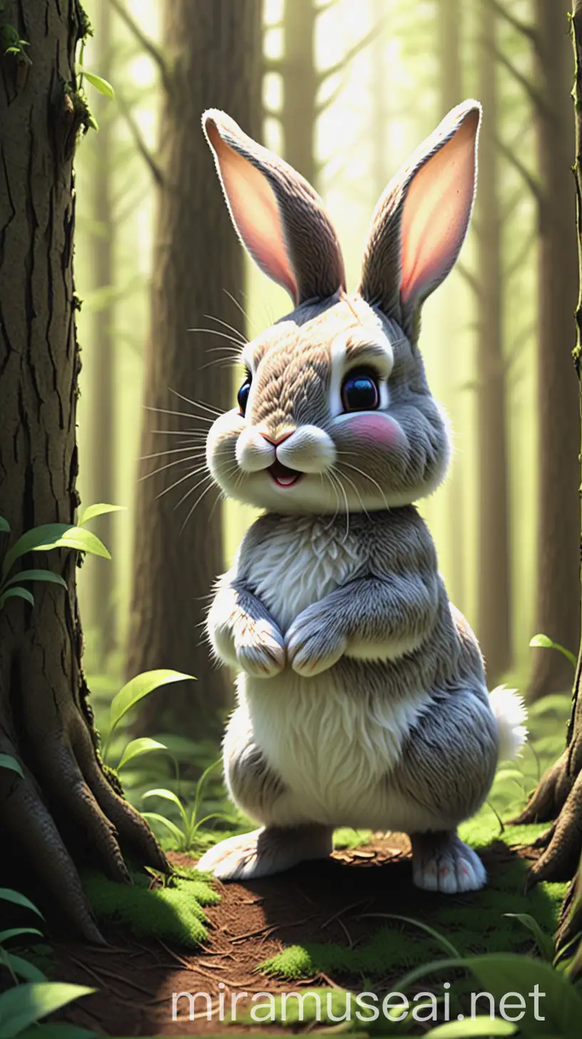 Adorable Bunny Named Benny in a Bright Sunny Forest