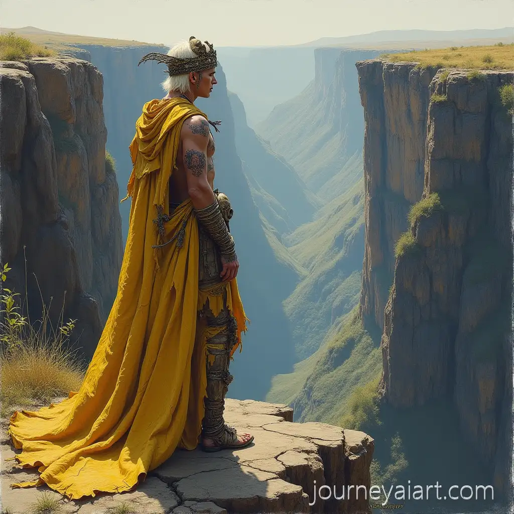 Dark-Fantasy-Cannibal-Chieftain-on-Canyon-Precipice-in-Skull-Crown-and-Leather-Cloak