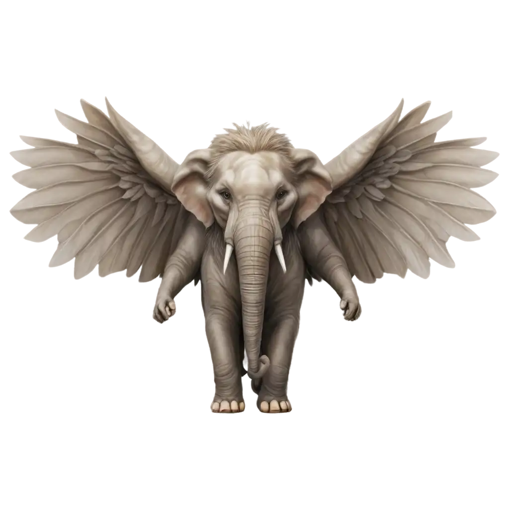 Create-a-Monster-Elephant-with-Lion-Head-and-Four-Huge-Wings-with-Two-Huge-Horns-PNG-Image