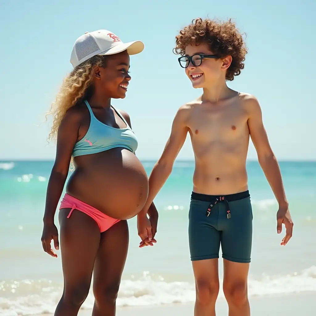 Beach-Day-Duo-Surfer-Kids-with-Huge-Bloated-Bellies-and-Playful-Expressions