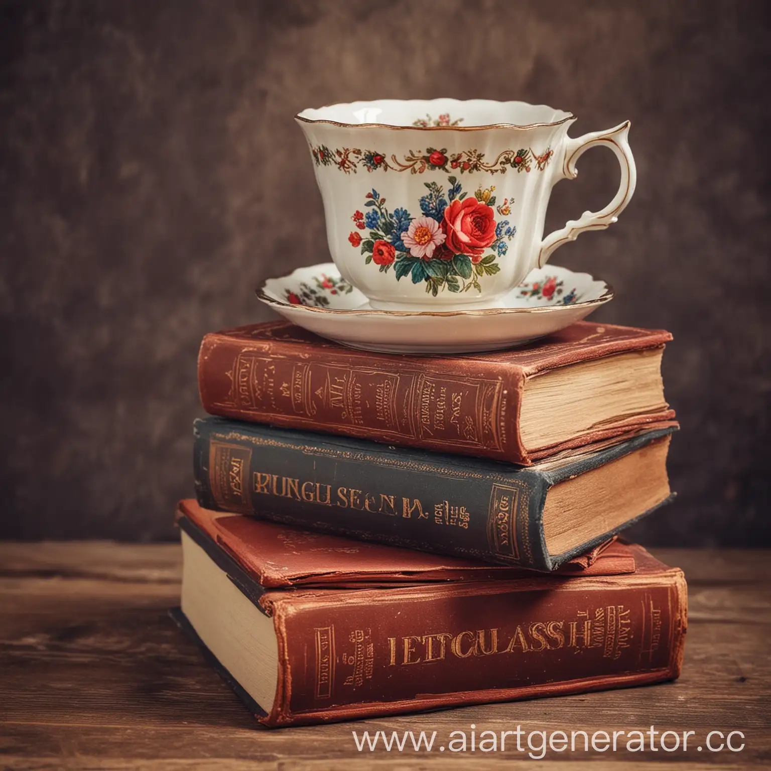 Stack-of-Books-and-Textbooks-with-Teacup-Study-English-and-Russian-Literature