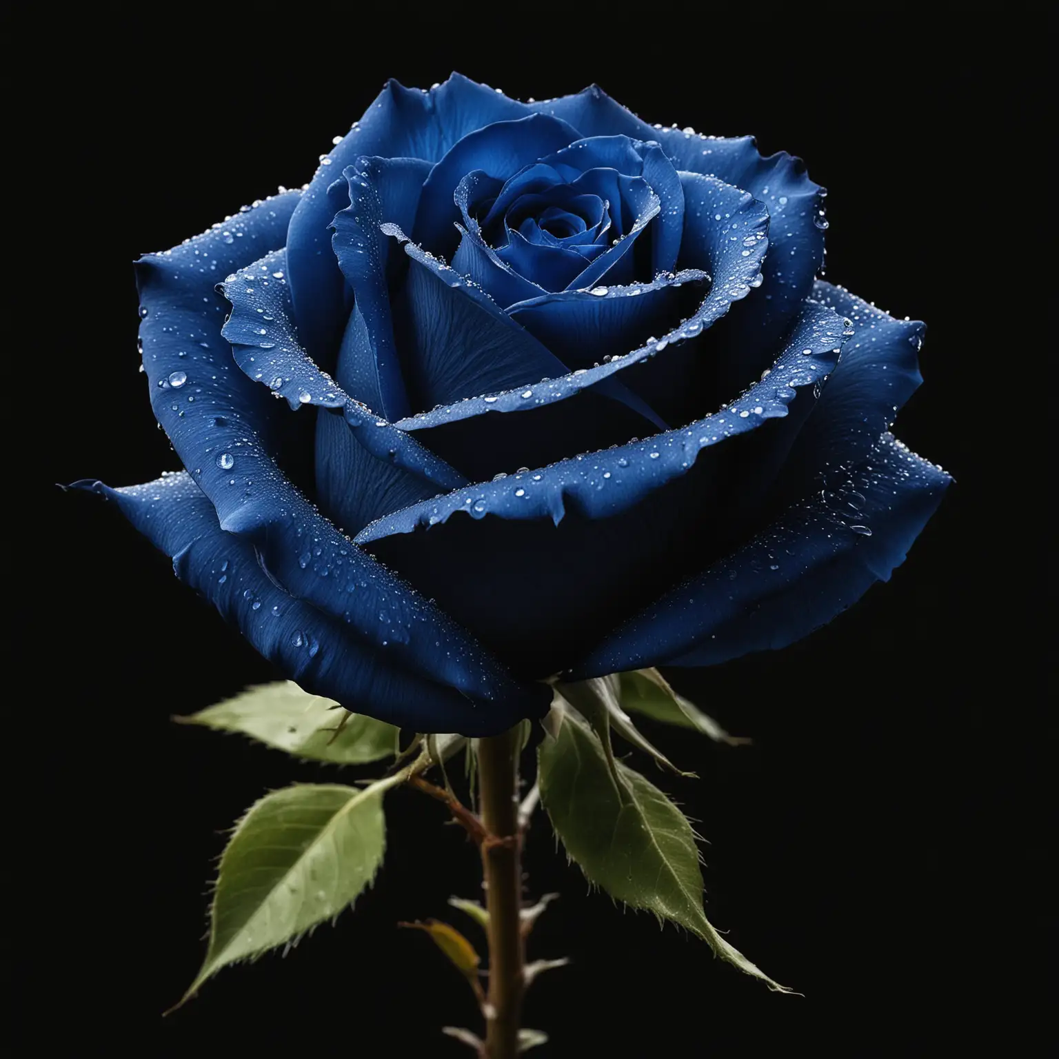 blue rose, black background