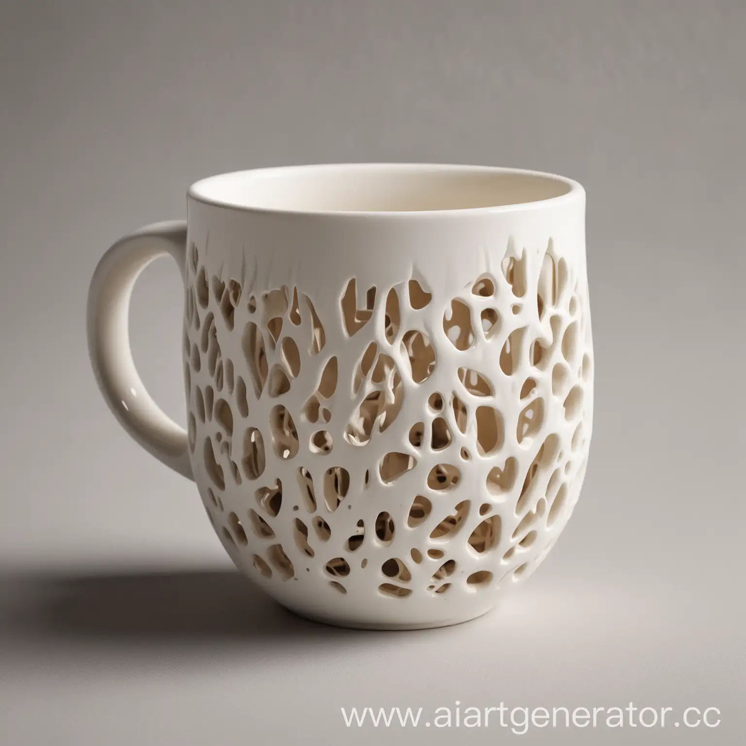 A cup, hollowed out, designer, white
