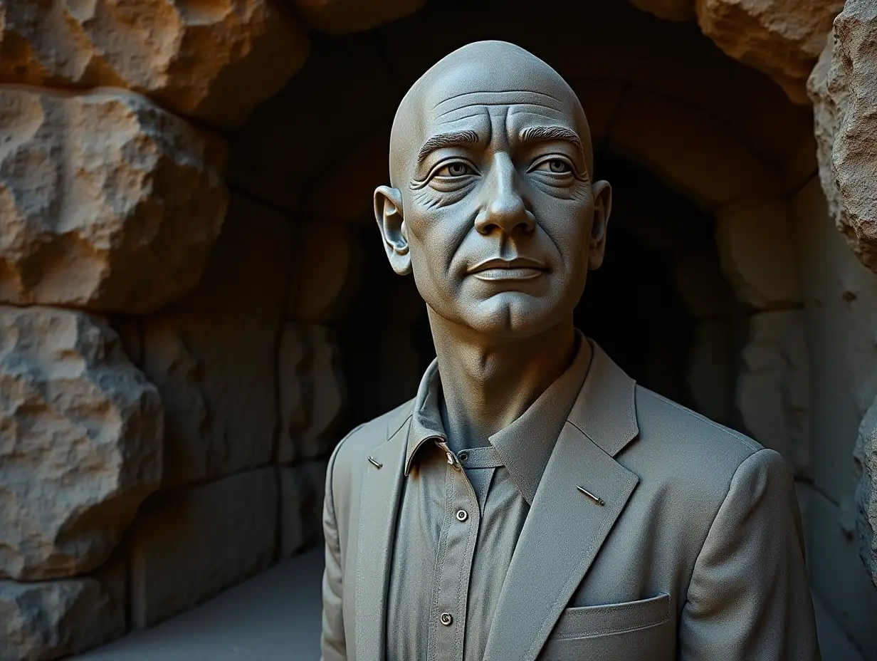 Stone-Statue-of-Jeff-Bezos-Inside-a-Mysterious-Cave