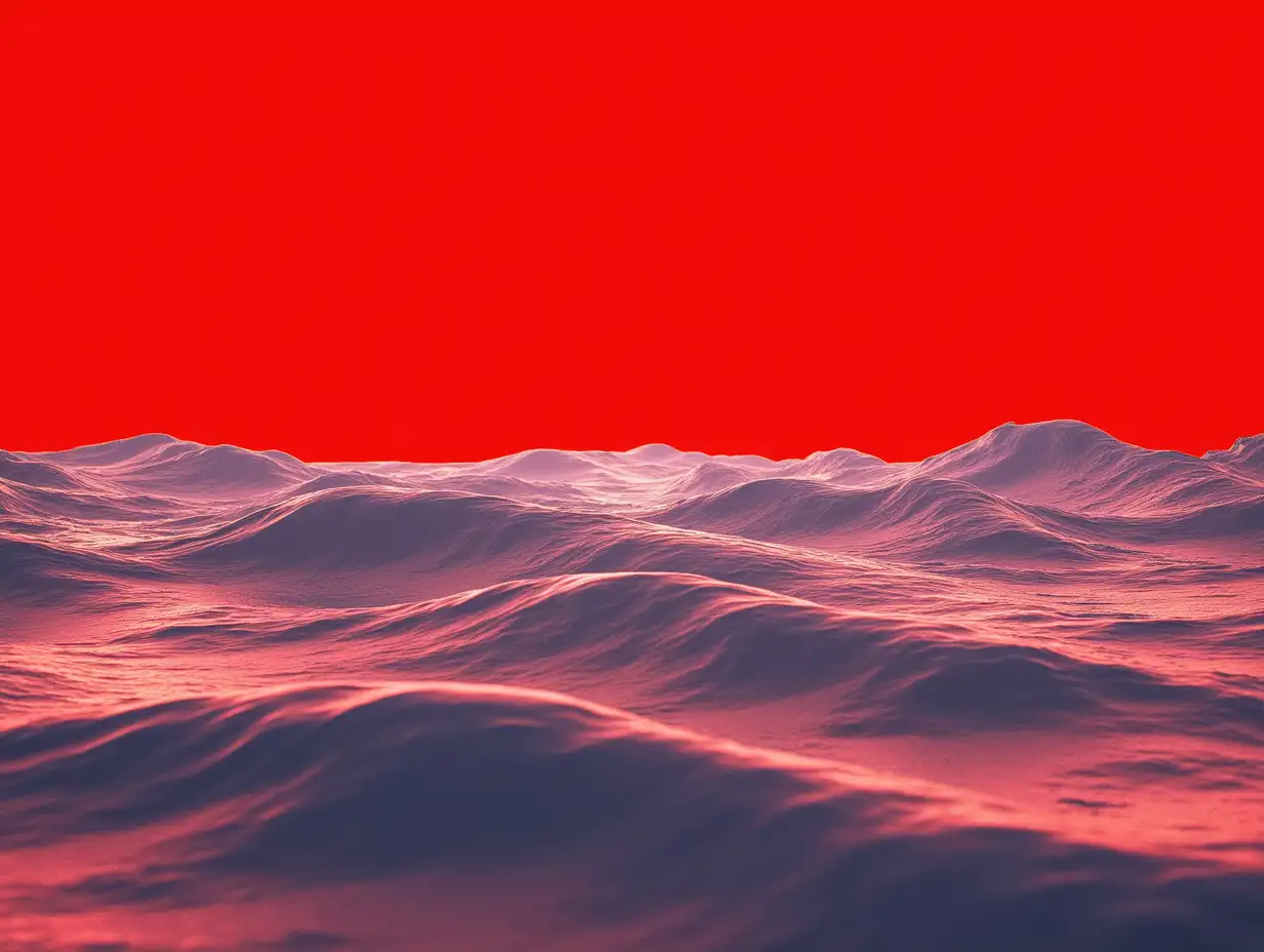 abstract landscape with waves on a red background