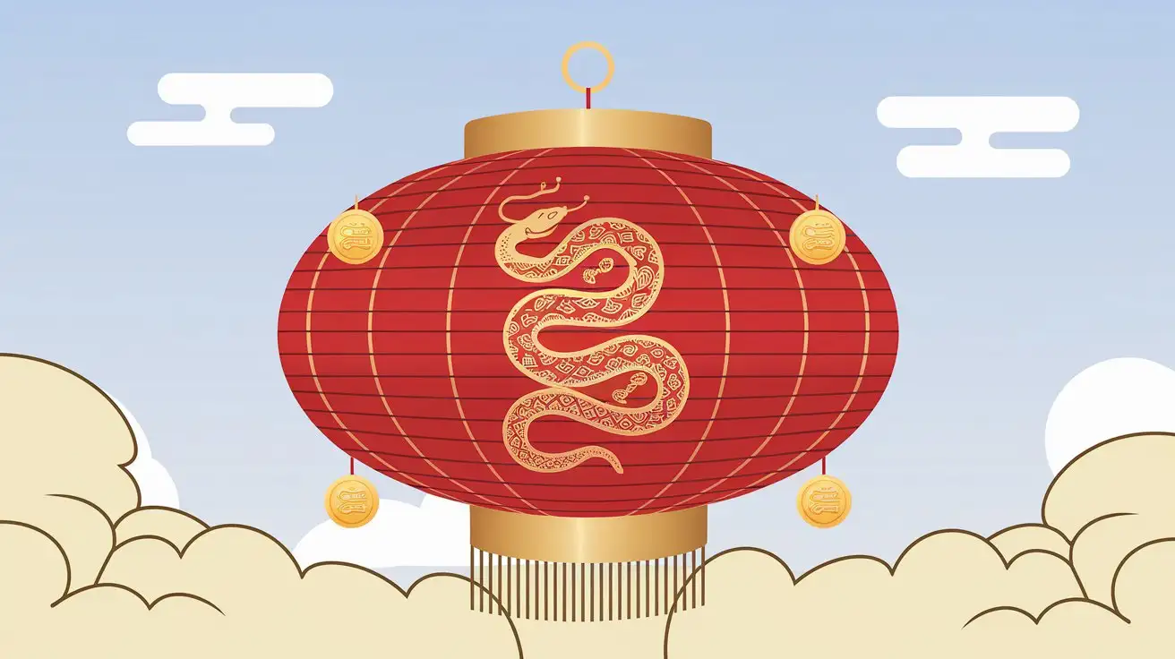 China red, Chinese New Year scope, background image, simple, festive, auspicious cloud pattern, gold snake pattern