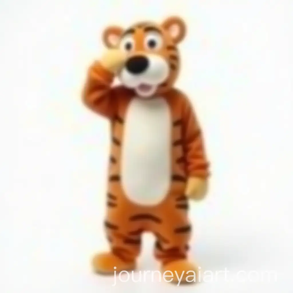 Man-in-a-Tiger-Costume-Standing-Against-a-White-Background