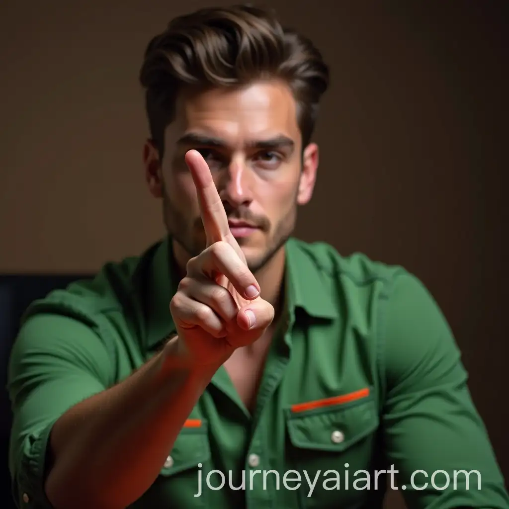 YoungAI-Image-Prompt-Expansion-Man-in-Green-Shirt-with-Orange-Details-Crossing-Fingers-for-Good-Luck-in-a-Game-of-Chance