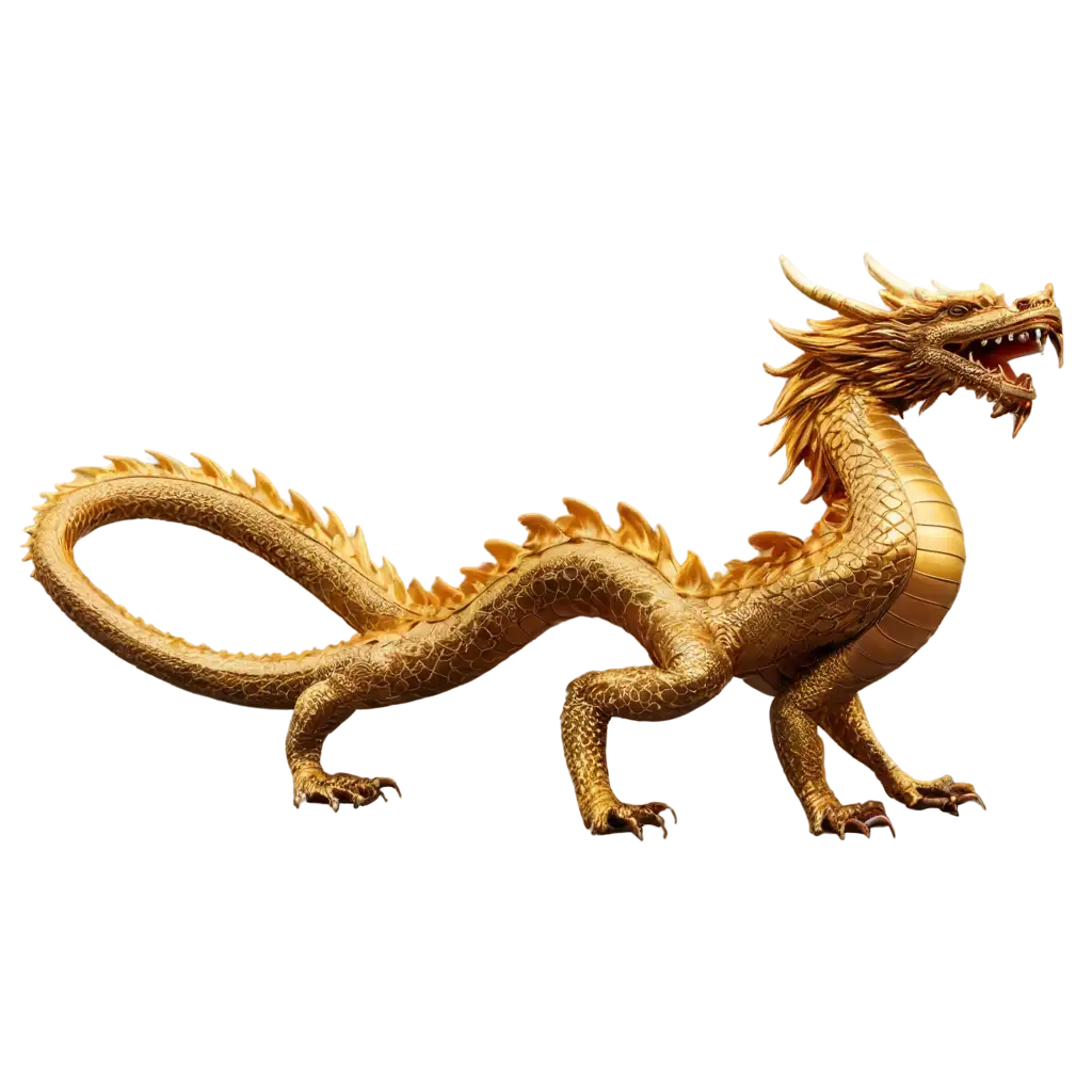 Golden-Color-Flamed-Lang-Dragon-PNG-HighQuality-Transparent-Image-for-Various-Uses