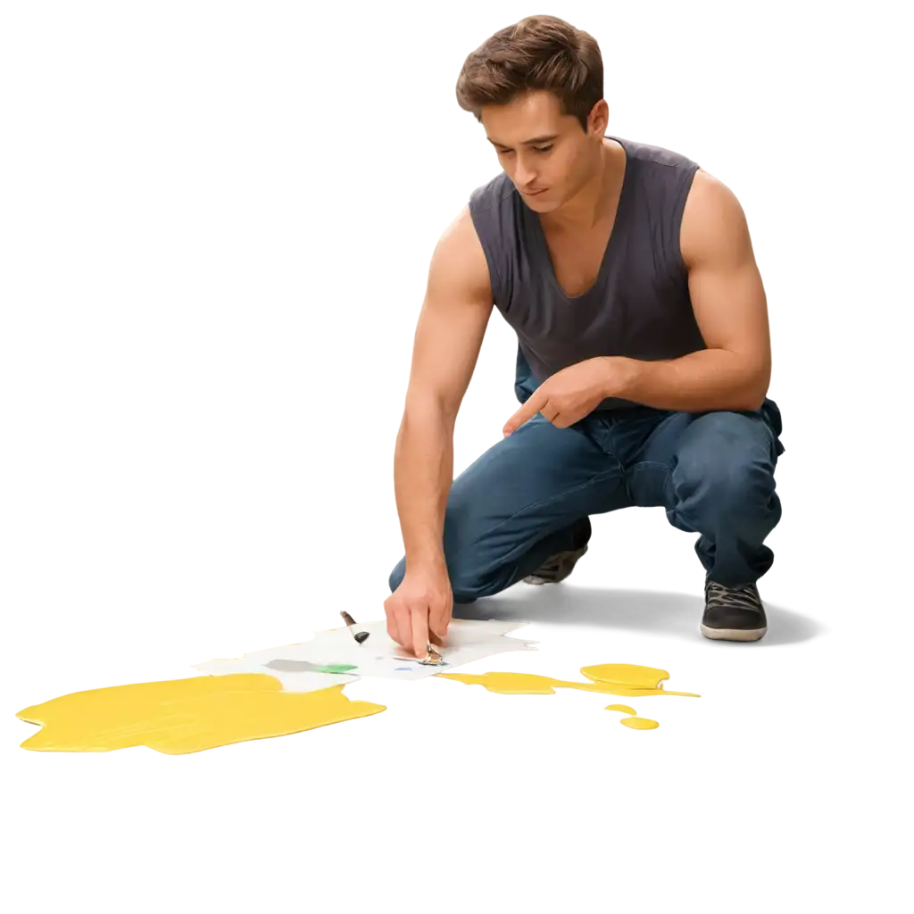 Man-Painting-on-the-Floor-Vector-PNG-Creative-Artistic-Illustration