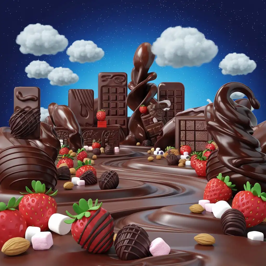 3D-Chocolate-Country-Landscape-with-Chocolate-Structures