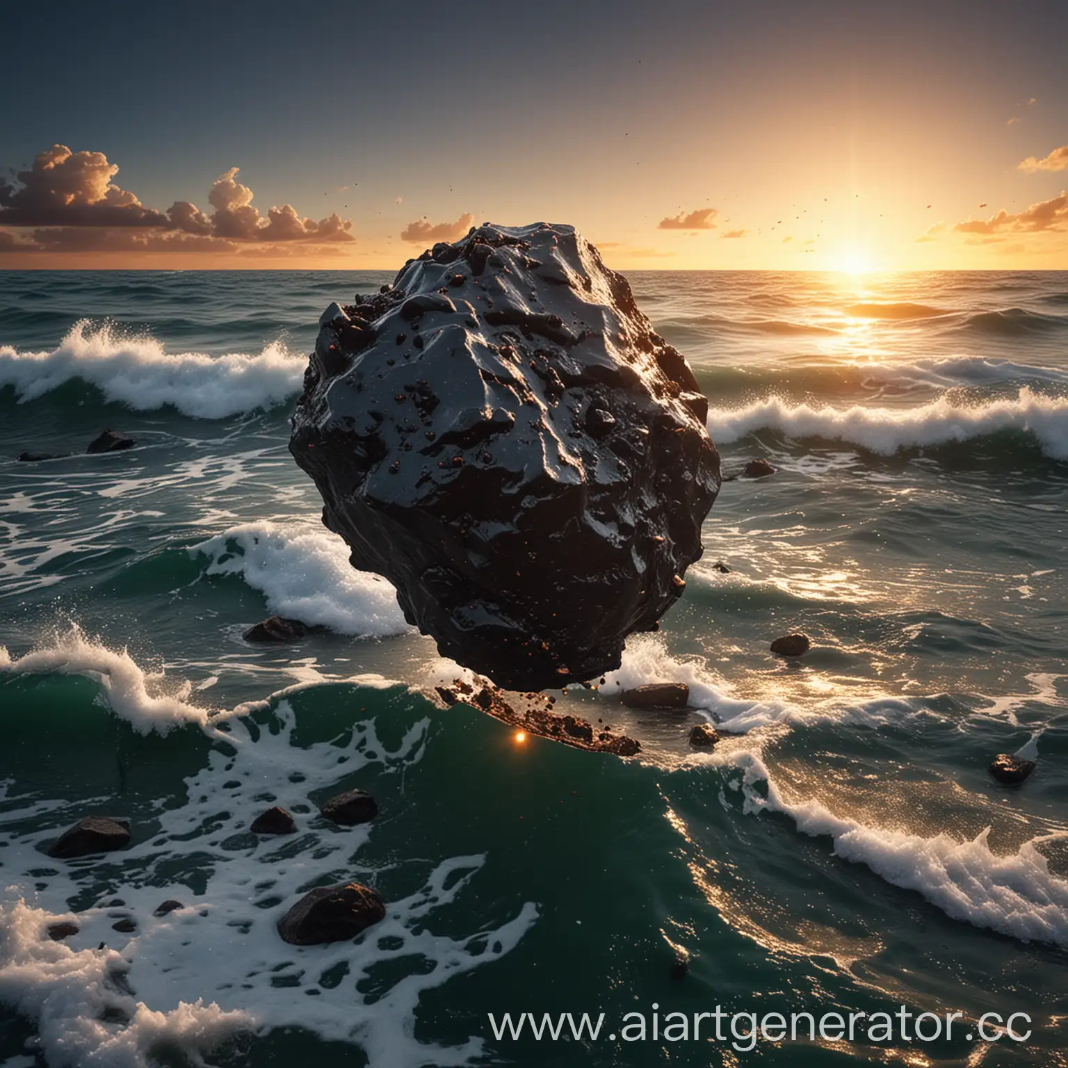 Meteorite-Falling-into-the-Ocean-Cosmic-Phenomenon-Captured-in-Motion