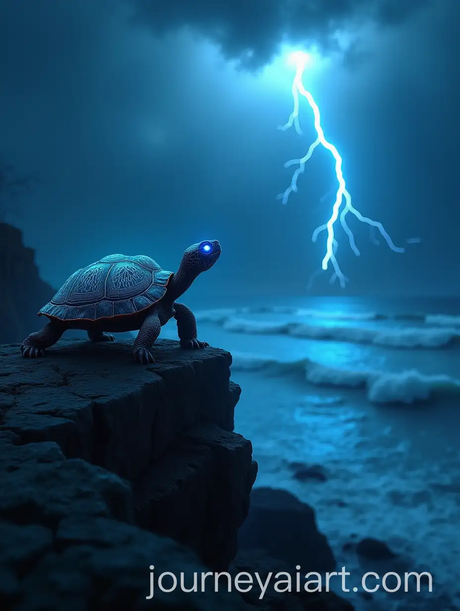 Mystical-Tortoise-with-Glowing-Eyes-Overlooking-Stormy-Ocean