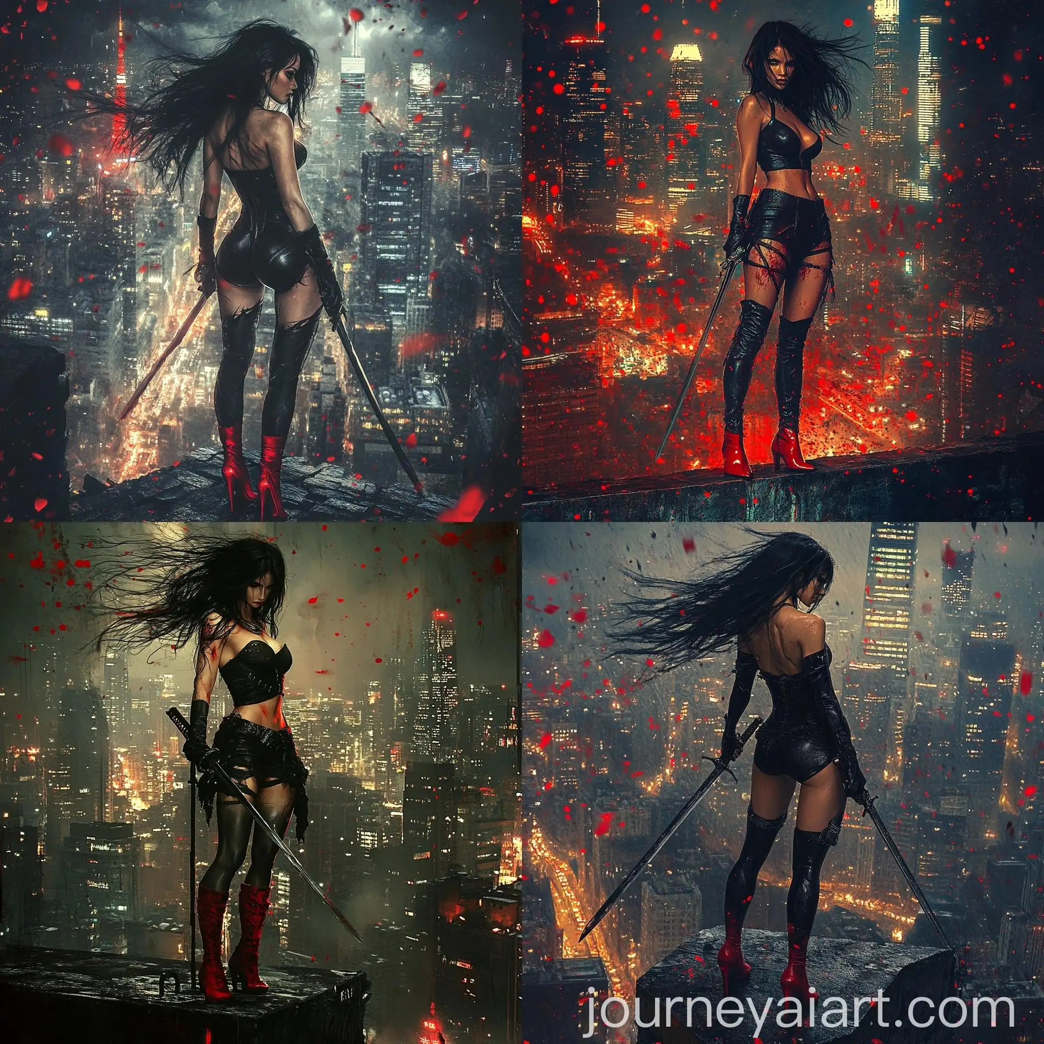 Grunge-Warrior-Woman-in-Dystopian-Cityscape