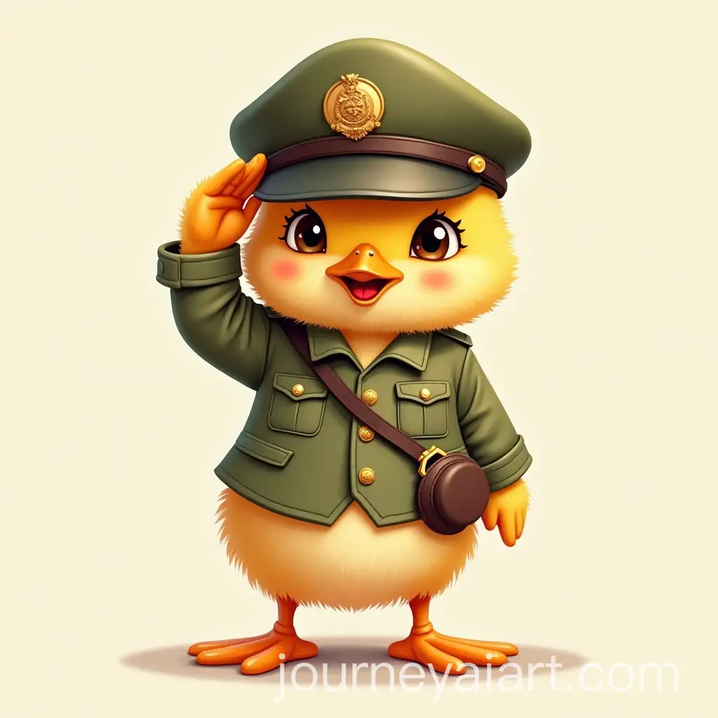 Adorable-Little-Chick-Saluting-in-Military-Attire