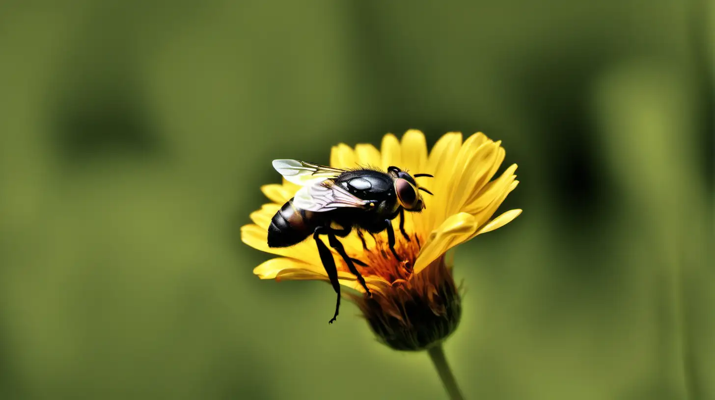 Fly and Bee in a Lush Garden