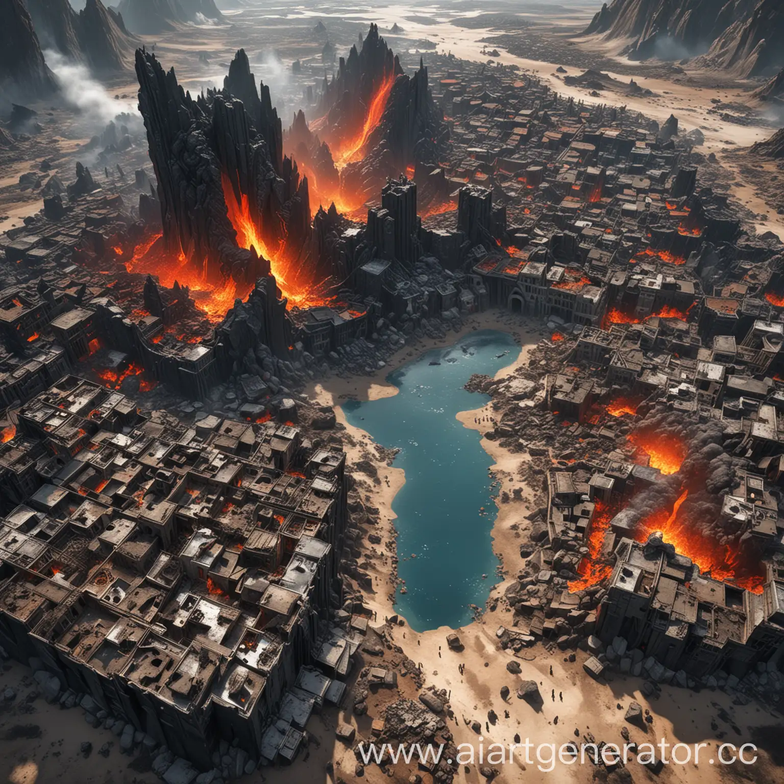 Fantasy-Art-Top-View-of-a-Destroyed-City-Divided-into-Four-Unique-Zones