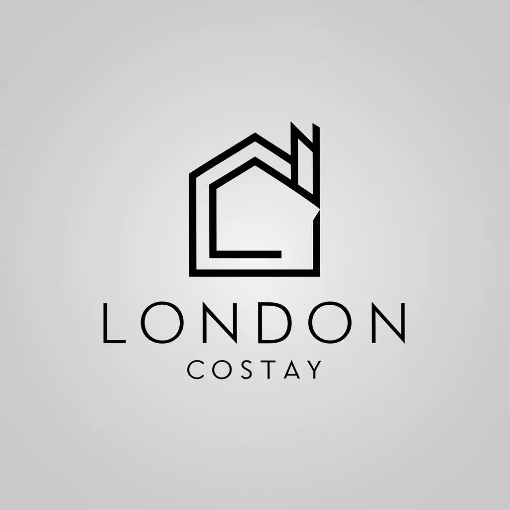 LOGO Design for London CoStay Abstract Minimalistic with Black Background and White Text for Real Estate Industry