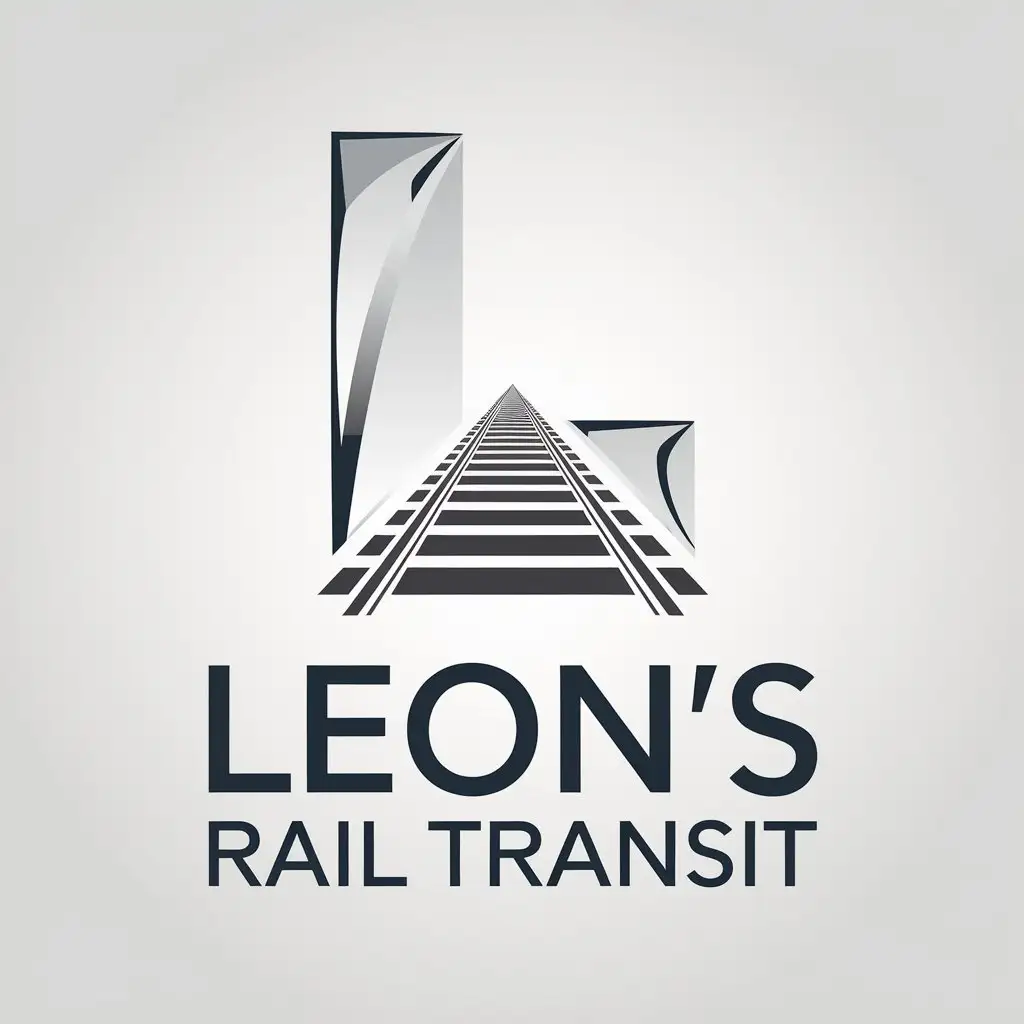 a vector logo design,with the text "Leon's Rail Transit", main symbol:Letter L,Minimalistic,clear background