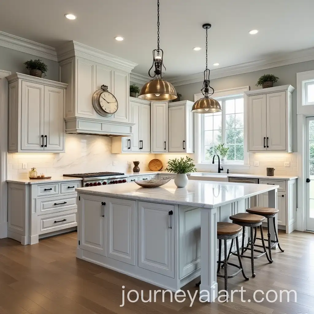 Modern-UShaped-Island-Kitchen-in-White-and-Marble-Texture