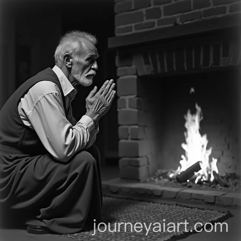 Depressed-Peasant-Farmer-Praying-to-God-1930-Black-and-White-Scene