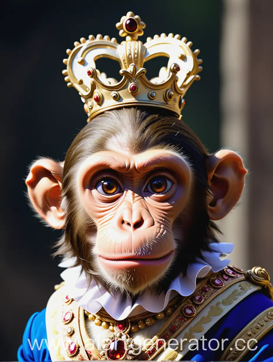 Surprised monkey's head, in royal attire