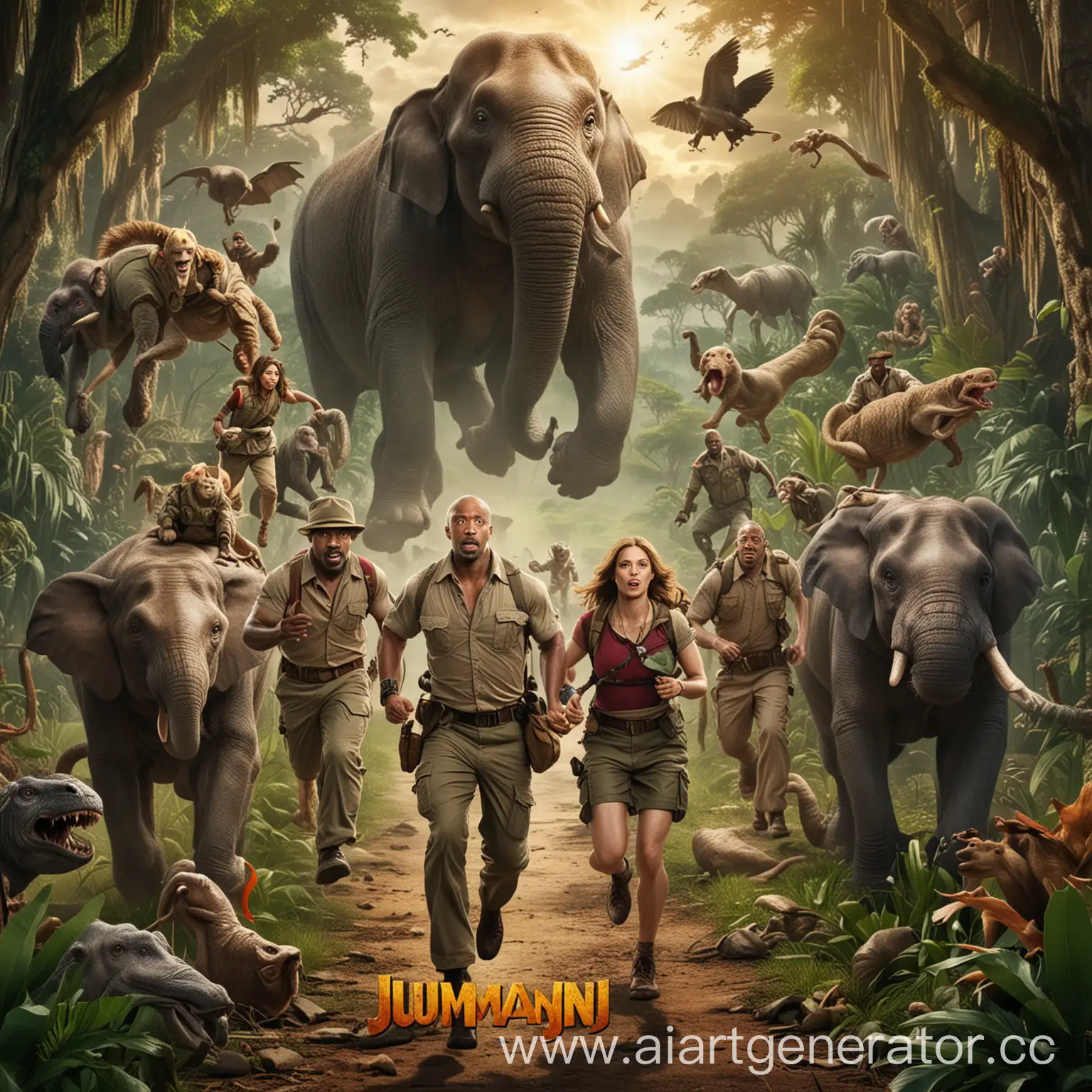 Jumanji-Heroes-Escaping-Wild-Animals-in-the-Jungle